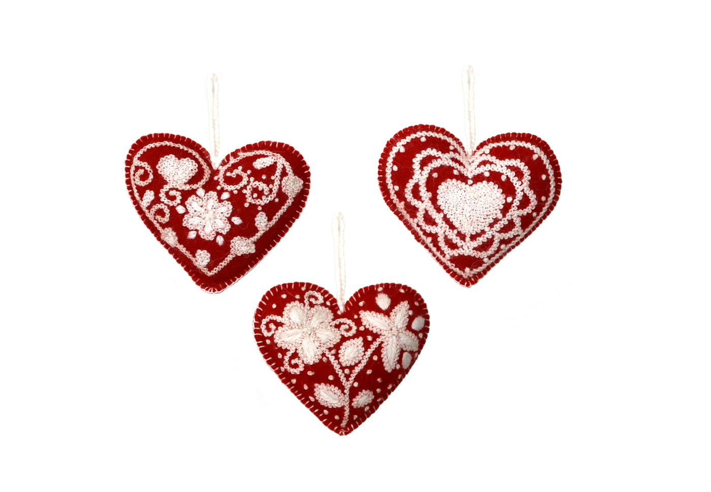 Assorted Heart Ornaments Nepal Embroidered