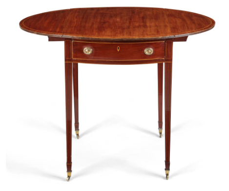 George lll Inlaid Mahogany Oval Pembroke Table 18th c.