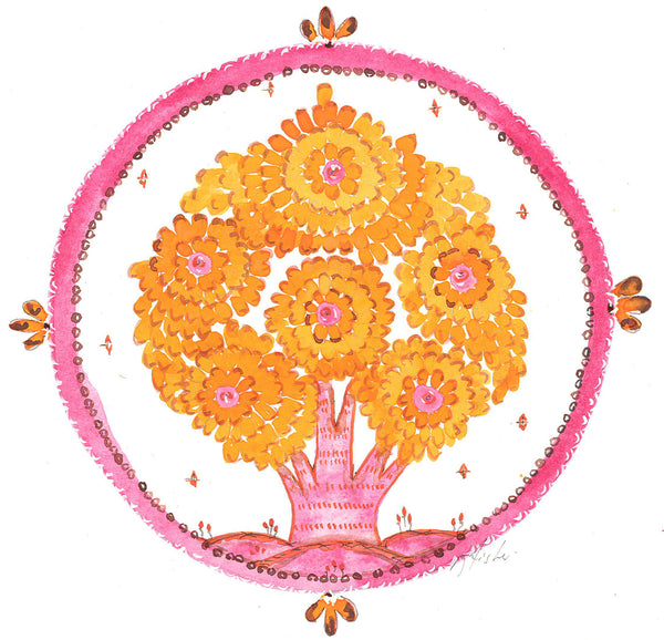 Bodhi Tree, watercolor on handmade paper
